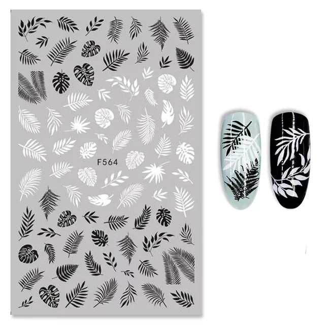 (37 models) Black Lines Fall Nails Stickers