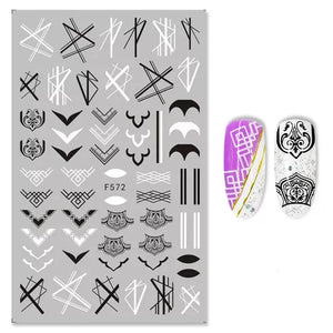 (37 models) Black Lines Fall Nails Stickers