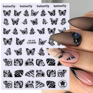 (37 models) Black Lines Fall Nails Stickers