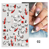 (37 models) Black Lines Fall Nails Stickers