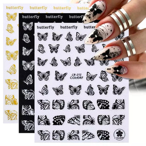 (37 models) Black Lines Fall Nails Stickers