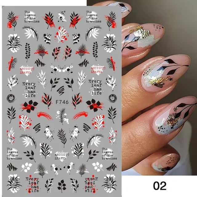 (37 models) Black Lines Fall Nails Stickers