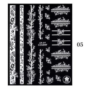 (37 models) Black Lines Fall Nails Stickers