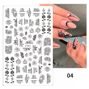 (37 models) Black Lines Fall Nails Stickers