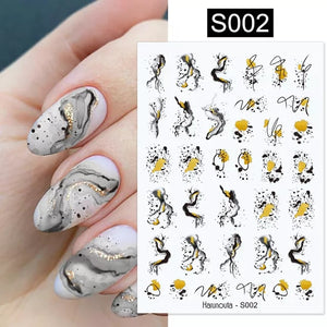 (37 models) Black Lines Fall Nails Stickers