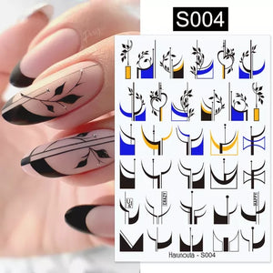 (37 models) Black Lines Fall Nails Stickers