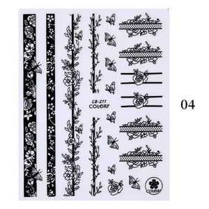 (37 models) Black Lines Fall Nails Stickers