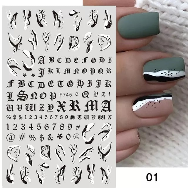 (37 models) Black Lines Fall Nails Stickers