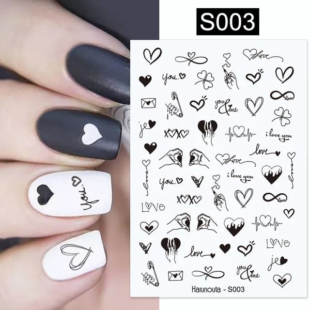 (37 models) Black Lines Fall Nails Stickers