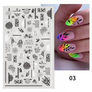 (37 models) Black Lines Fall Nails Stickers